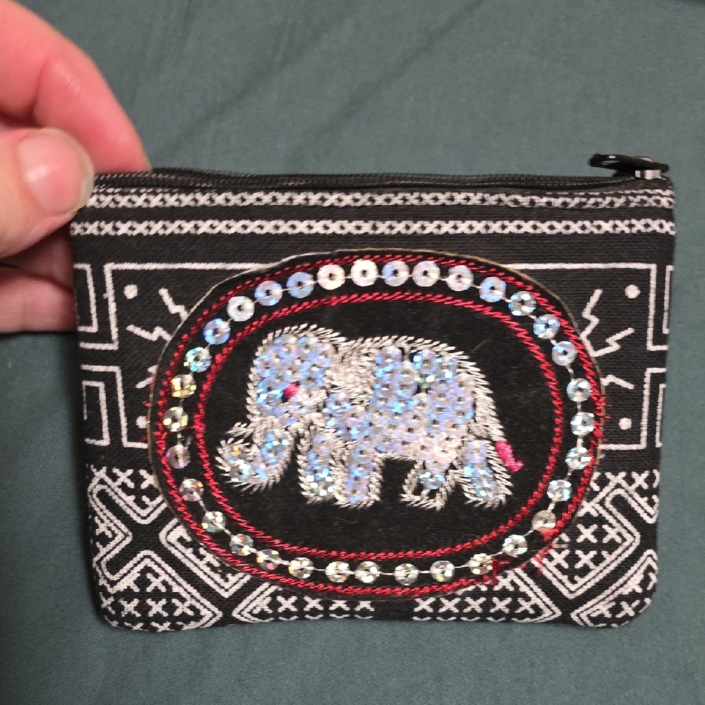 Black and White Elephant Coin Purse